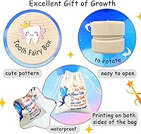 Vista 3 de Caja de la hada de los dientes Azbuk para niñas con bolsa de hada, linda caja tallada en madera con diente en 3D, almacena dientes perdidos