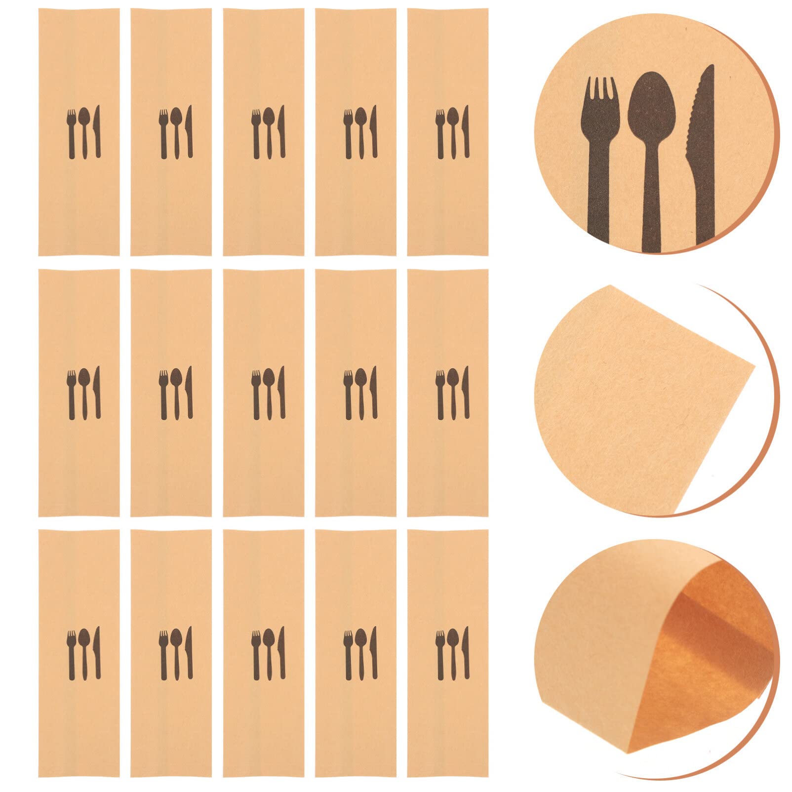 Zerodeko Kraft Cutlery Holder Disposable Paper Silverware Bags 100 Pcs for Parties Weddings Banquets Restaurant Tabletop Protection - Image 2