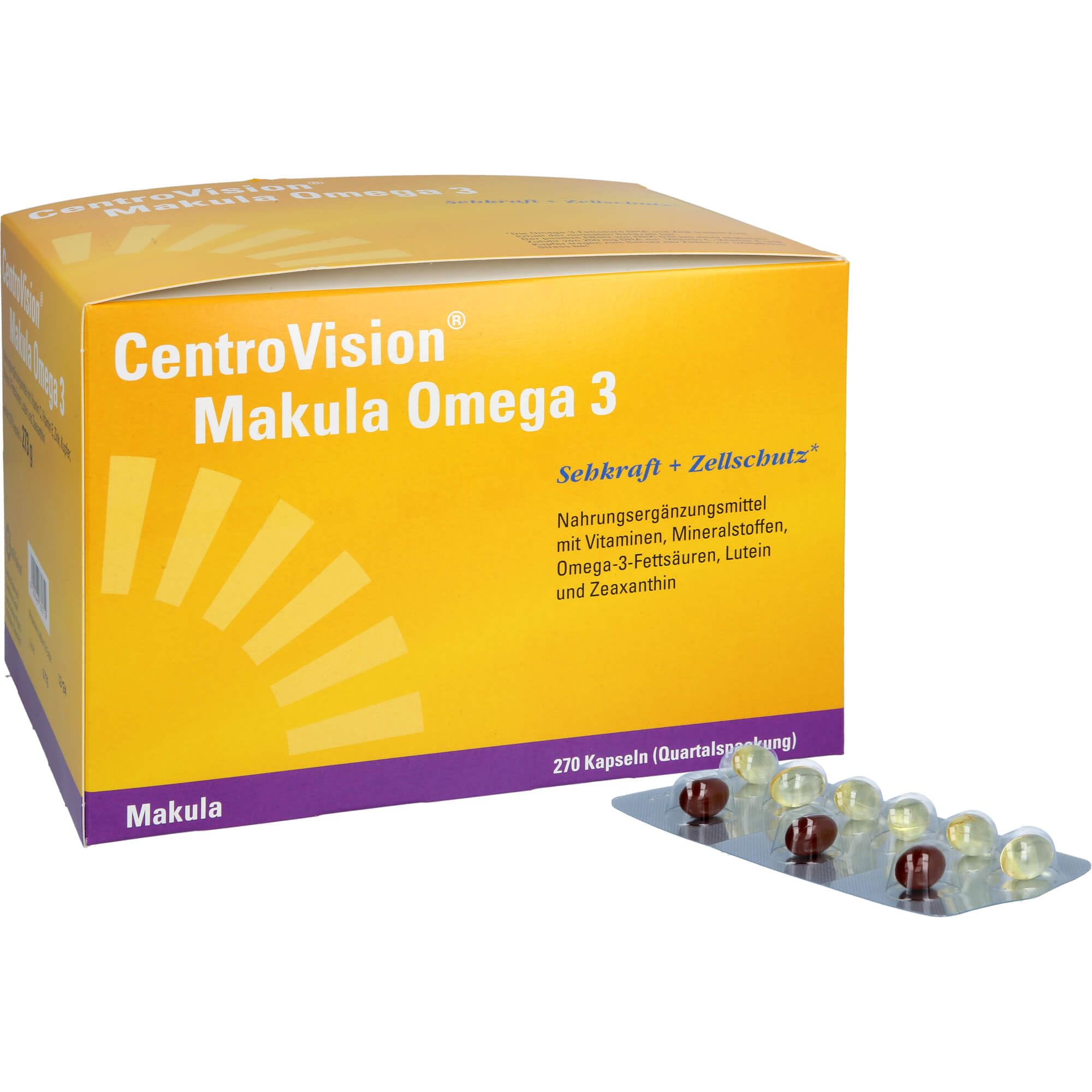 CentroVision Makula Omega 3 - Zur Erhaltung der normalen Sehkraft, Nahrungsergänzungsmittel für die Augen mit hoher DHA EPA Konzentration und essentiellen Nährstoffen, 270 St.