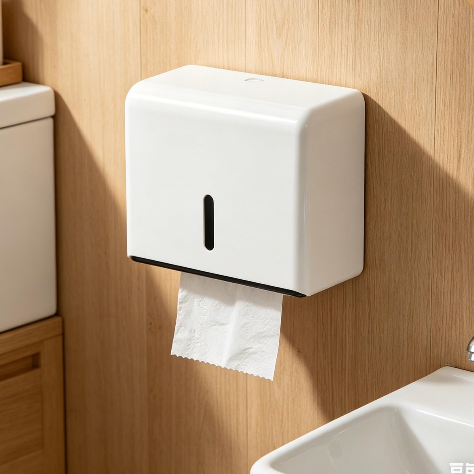 Dispenser di asciugamani di carta da parete - Dispenser di asciugamani di carta professionali senza foratura - Porta tovaglioli per bagno, cucina e toilette, bianco