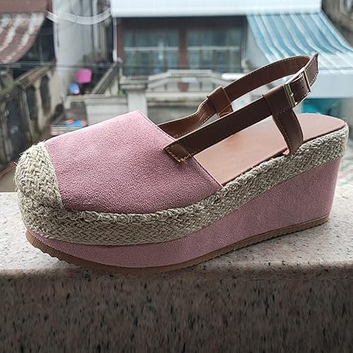 Miniatura 12 de Sandalias de plataforma y cuña para mujer, estilo casual, con correas de verano, con hebilla, talón cerrado, sandalias de tacón cómodas y bohemias