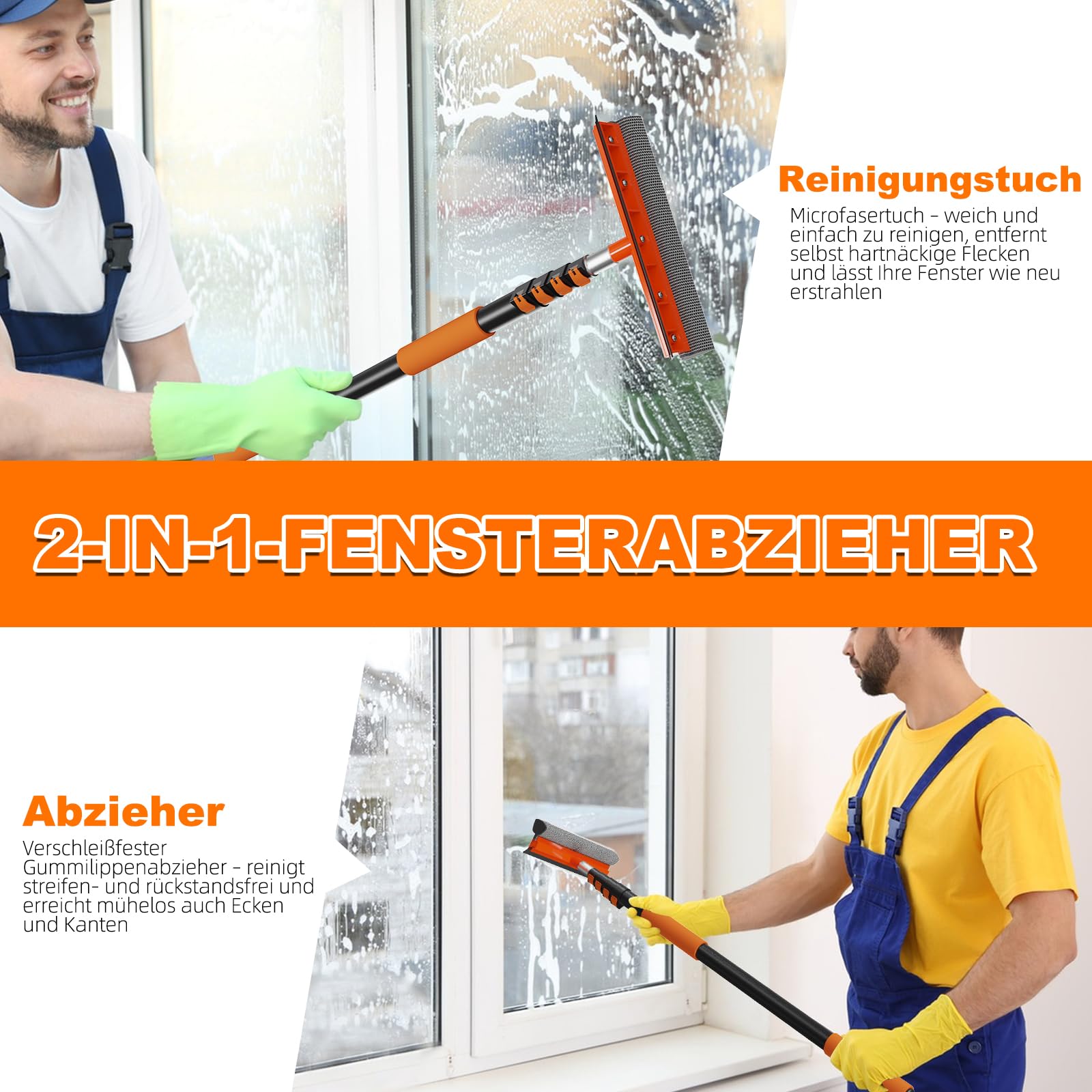 LAANPOLE 3,6m Teleskop-Waschbürste mit Seifenspender & 3,6m Autowaschset – Auto Waschbürste mit 30cm weichen Borsten + Waschset mit Fensterabzieher, Mikrofaser-Mopp, Mitt, Radbürste