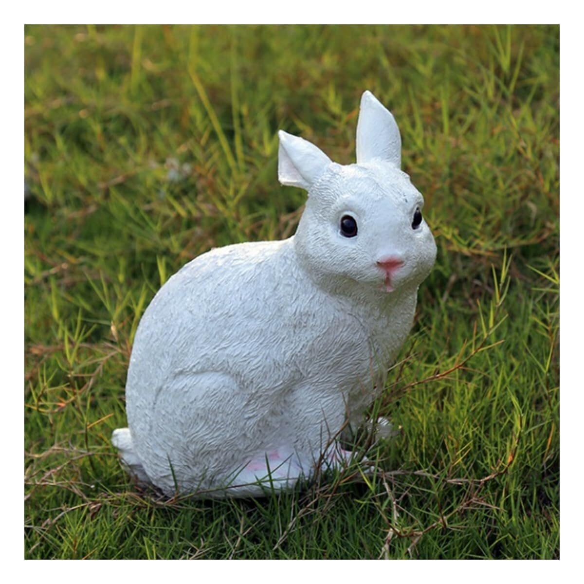 Rich Iron Cute Statues Cute Bunny Garden Statue Figurines Standing Resin Rabbit Animal Statues for Outdoor Backyard Decor(White a)