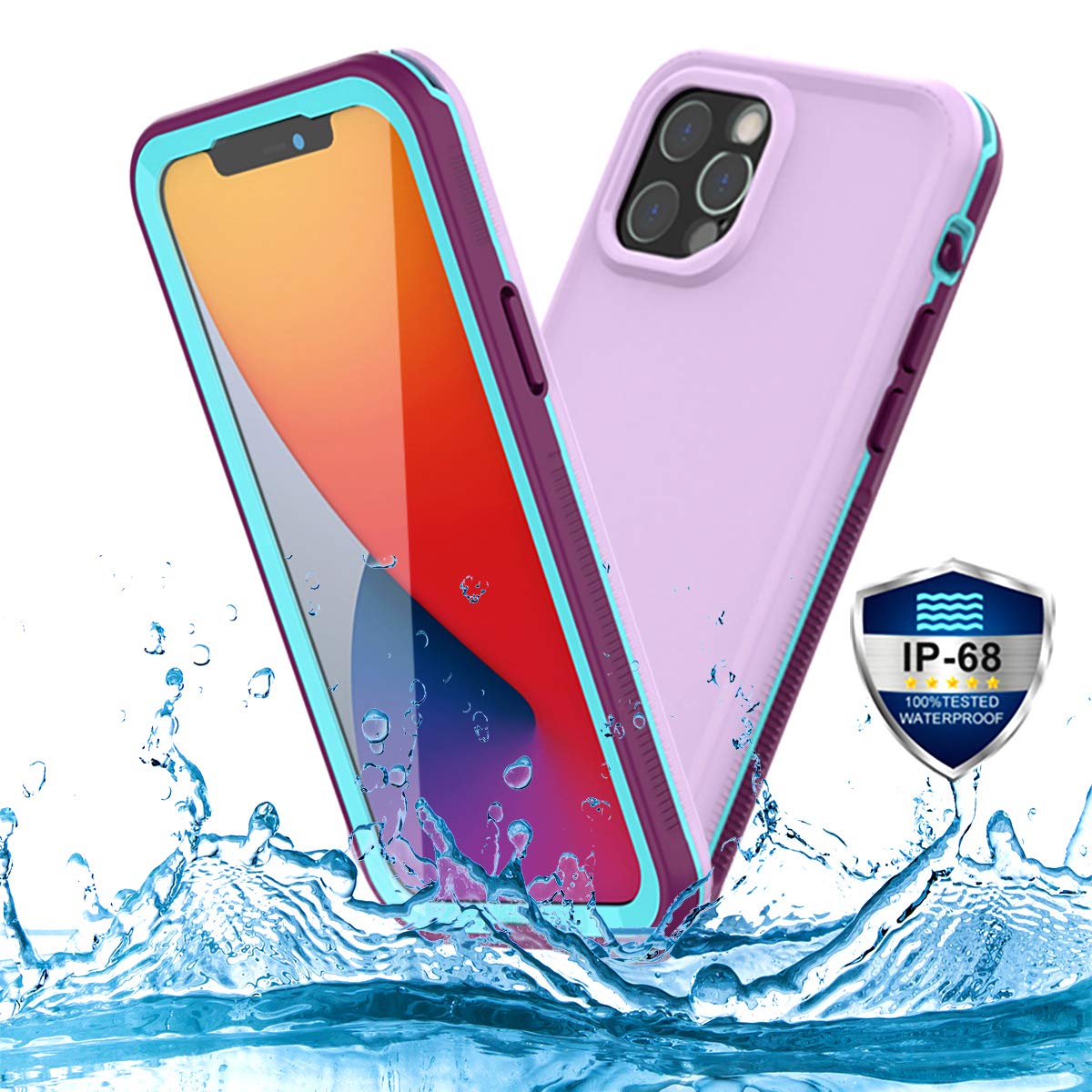 PINGTEKOR for iPhone 12 Pro Waterproof Case,Retail Packaging,IP68 Full Sealed Snowproof Dustproof Shockproof Heavy Duty Protection Cover with Screen Protector for iPhone 12 Pro 6.1 Inch