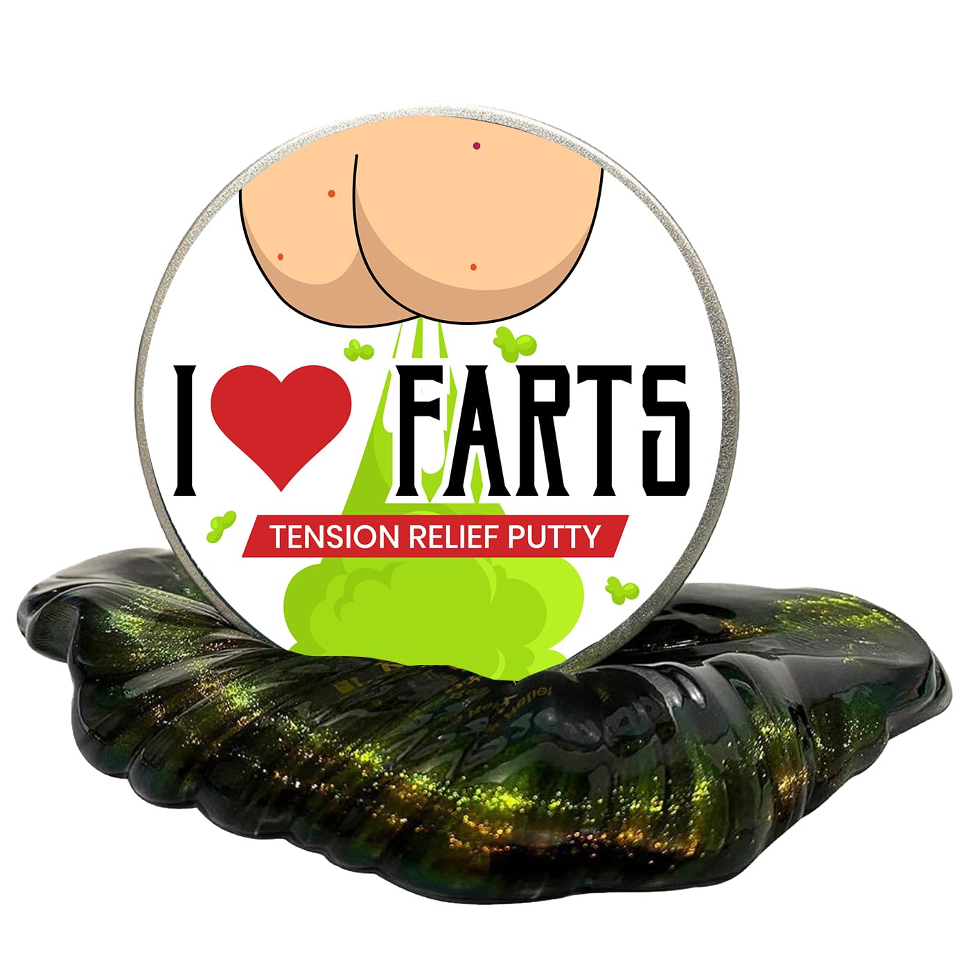 Funny 'I Love Farts' Stress Putty - A Playful & Relaxing Gag Gift - Hilarious & Silly Stress Relief - Jar for Fun Moments