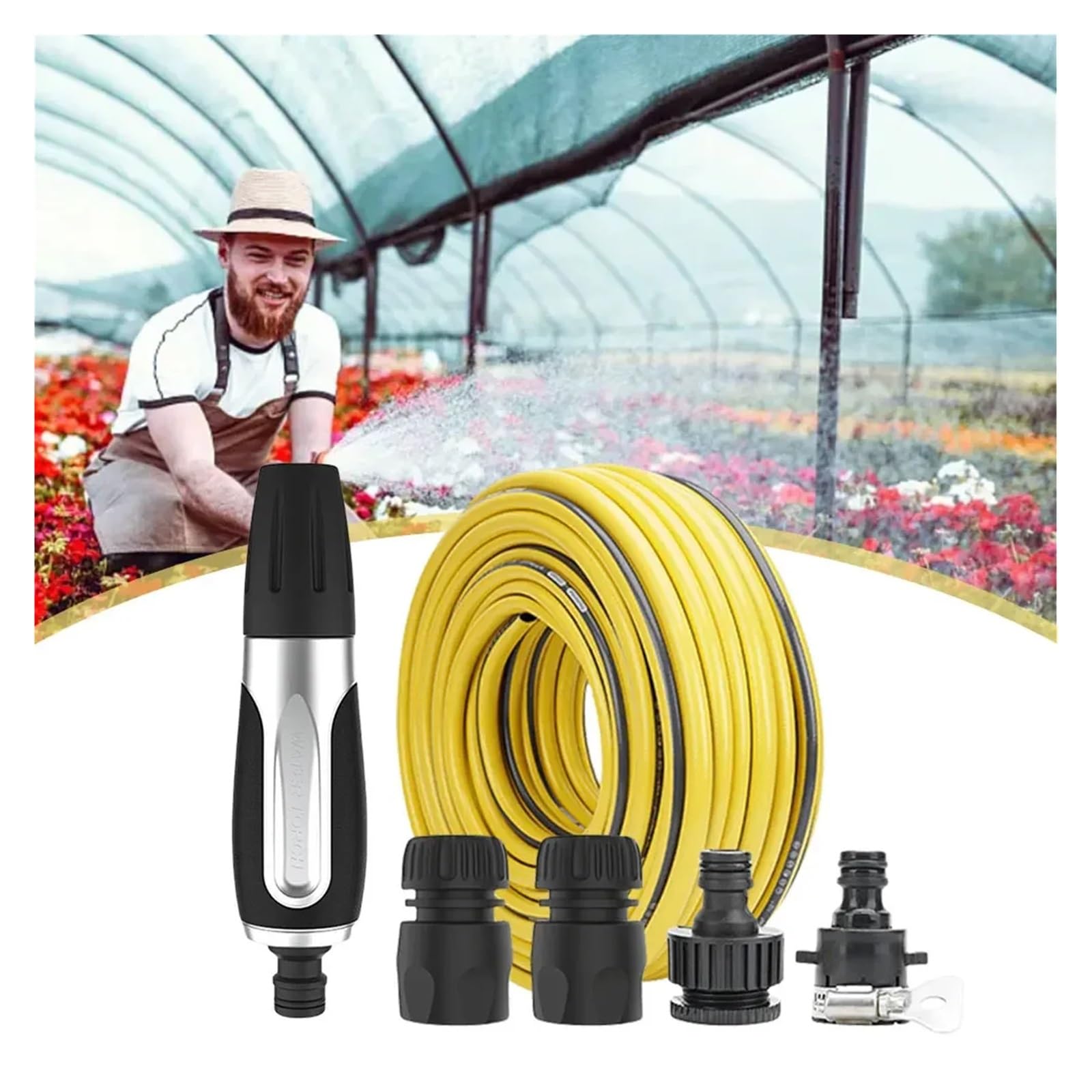 Manguera de jardín Manguera de agua expandible Boquilla de lavado de autos de alta presión con manguera de 2/3/5 m, múltiples modos de rociado, pistola de lavado de autos, ahorro de agua, boquilla roc