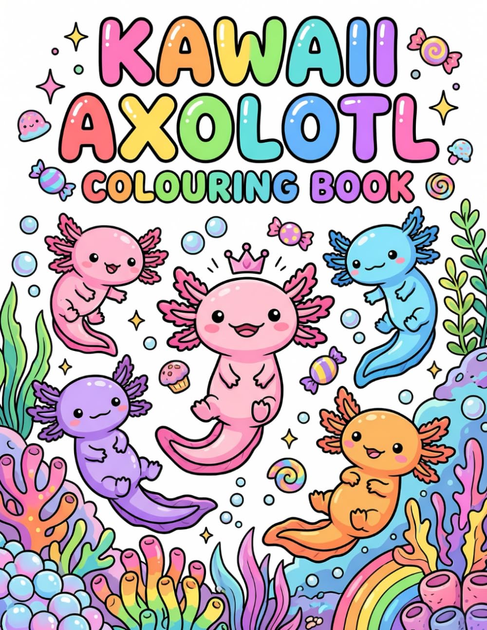 Kawaii Axolotl Colouring Book