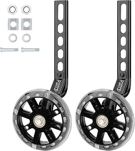 Ruedas de entrenamiento para bicicleta, par de ruedas traseras resistentes con estabilizadores, kit montado para niños y niñas, bicicletas de una