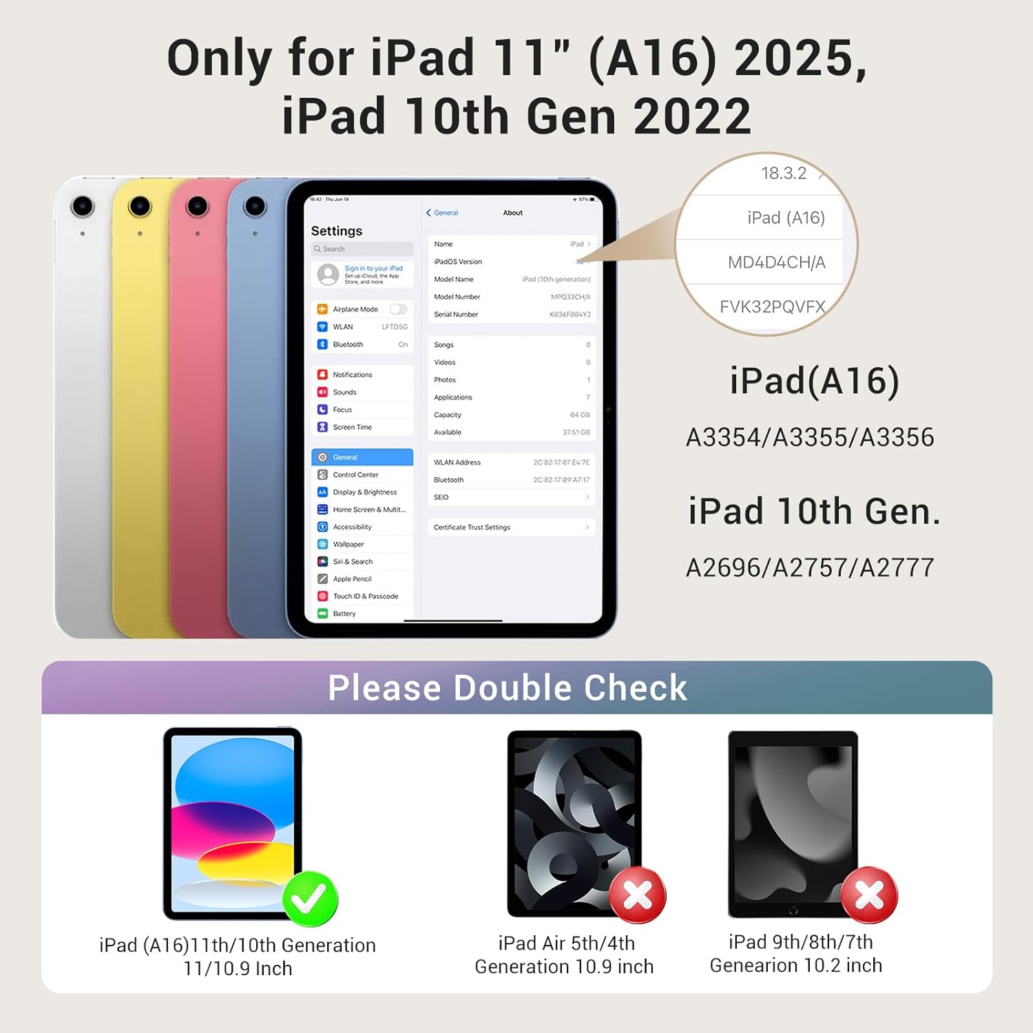 CoBak Case for iPad (A16) 11th Generation 11 Inch 2025, iPad 10th Generation 10.9 Inch 2022 - Protective Cover with Apple Pencil (USB-C) Holder, Multi-Angle Portrait Stand, Auto Wake/Sleep