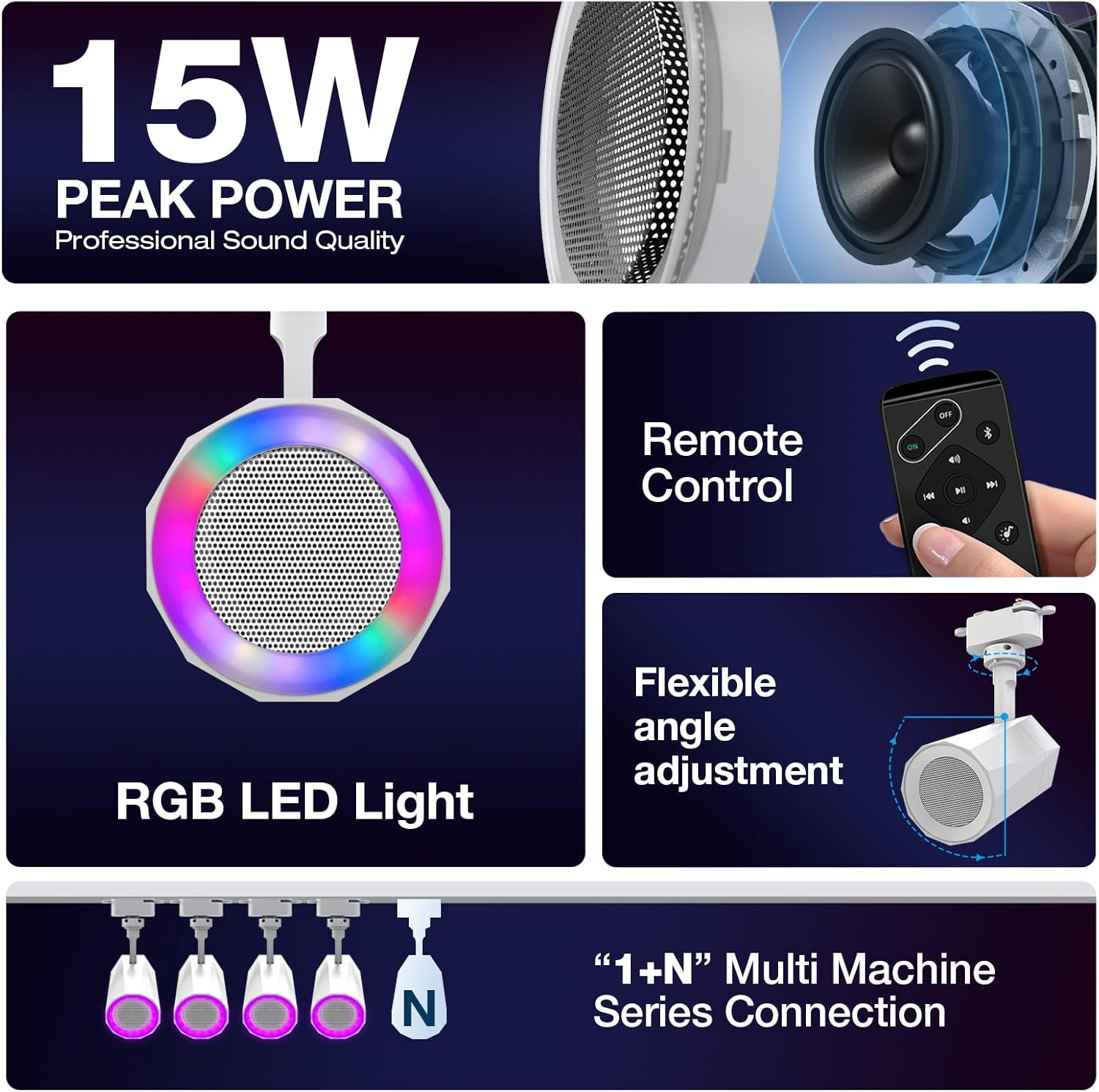 Gsou RGB Track Light Bluetooth Speakers, H Type Track Head/Rotatable/Plug in, Color Changing Lights, RGB Track Lighting Fixtures Ceiling Speaker for Smart TV, Home,Kitchen,Karaoke,Game,Macy’s Store