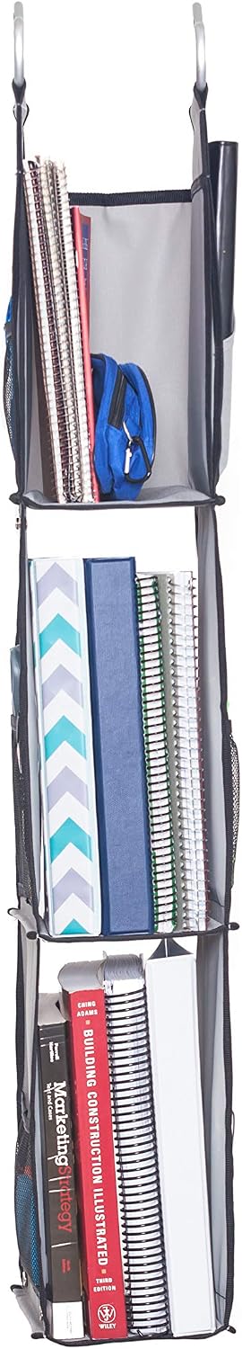 Moditty | Hanging Locker Organizer for School, Work, Gym Storage | 3 or 2 Shelf Adjustable | 9x6x38 Inches | Polyester (Black)