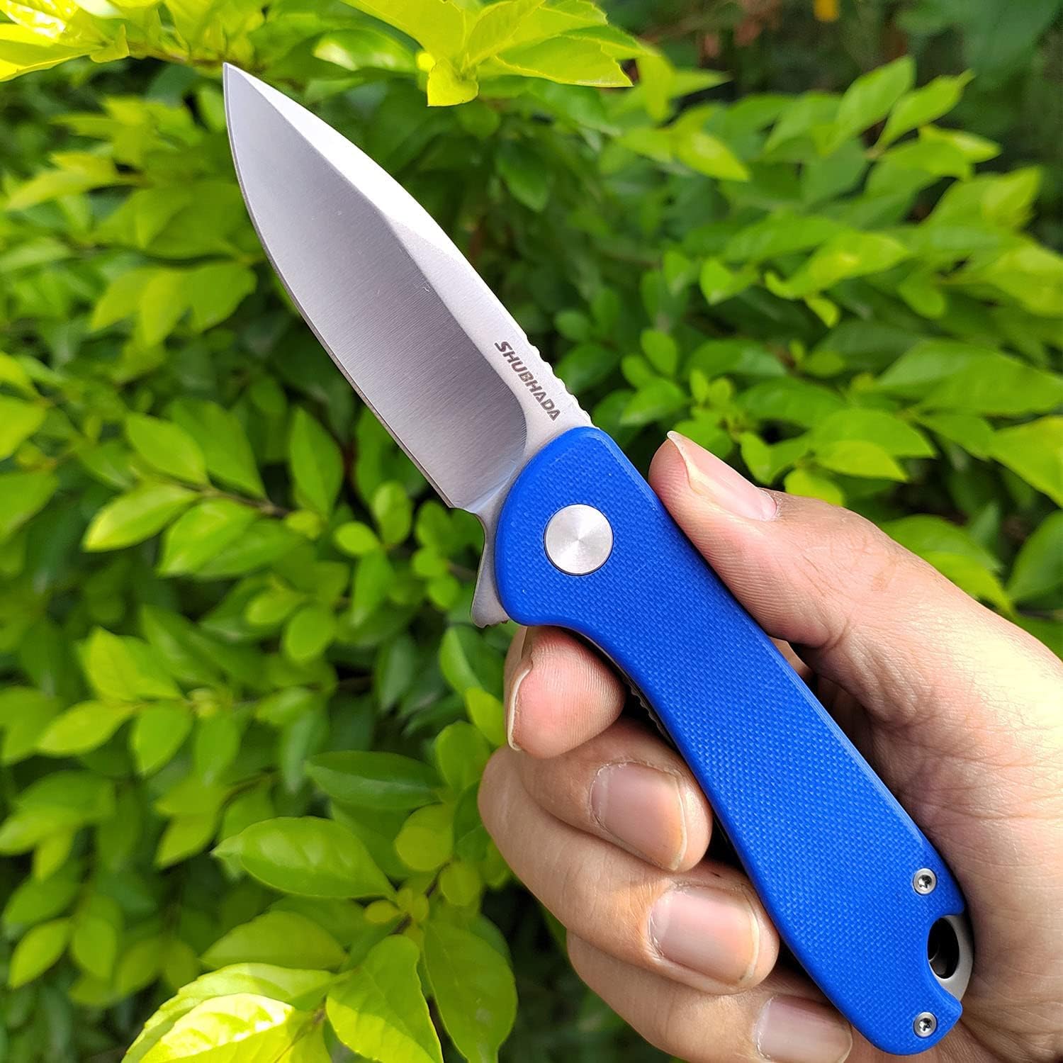 EDC Folding Pocket Knife: Low Profile Gentleman's Knife, 2.97" D2 Satin Blade,IKBS Ball Bearing Pivot,G-10 Handles, Liner Lock,Everyday Carry (Blue)