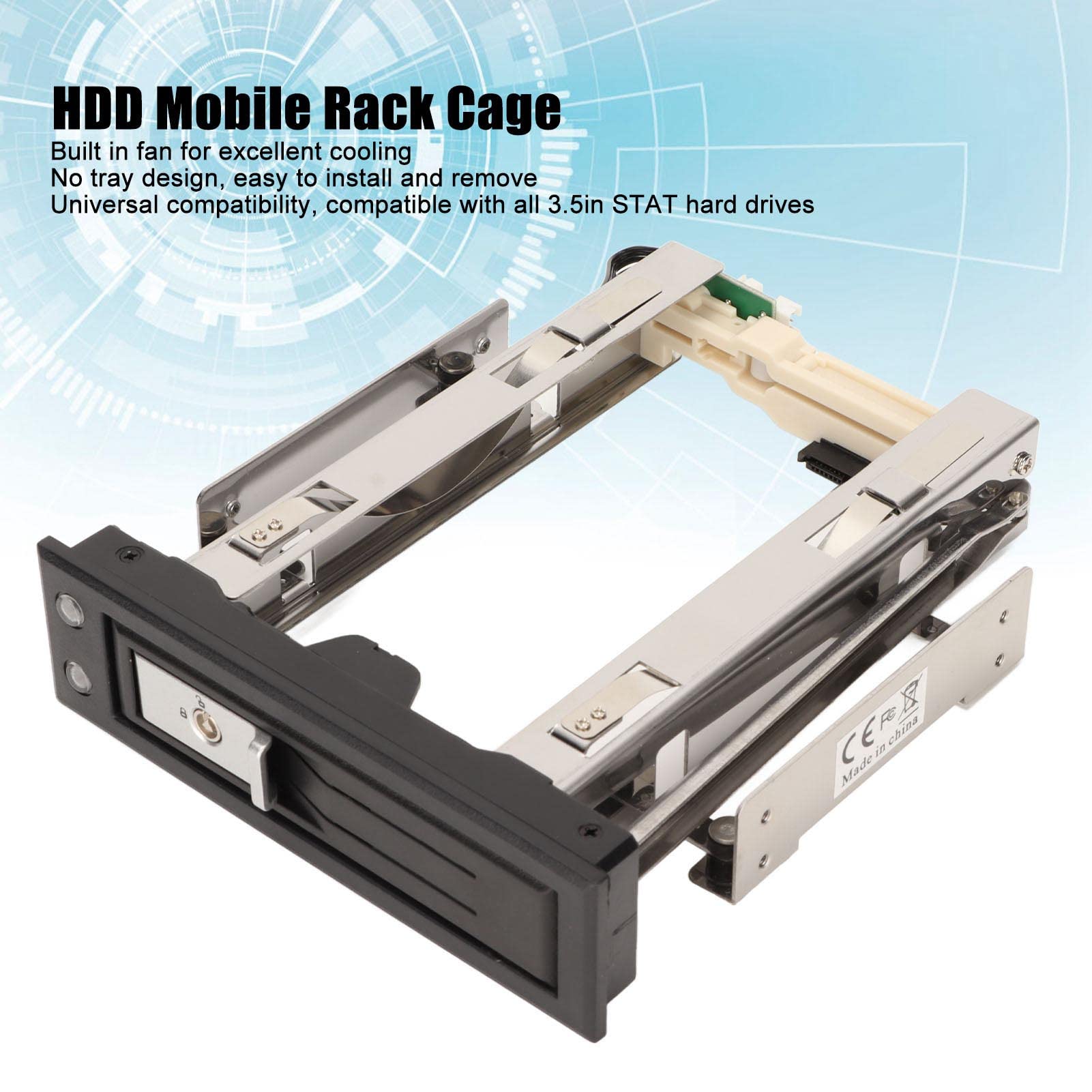 Gabbia per Disco Rigido Interno da 3,5 Pollici, Supporto SATA I/II/II, Trasferimento ad Alta Velocità da 6 Gbps, Rack Mobile Senza Vassoio e Sostituibile a Caldo in Alluminio per PC Server