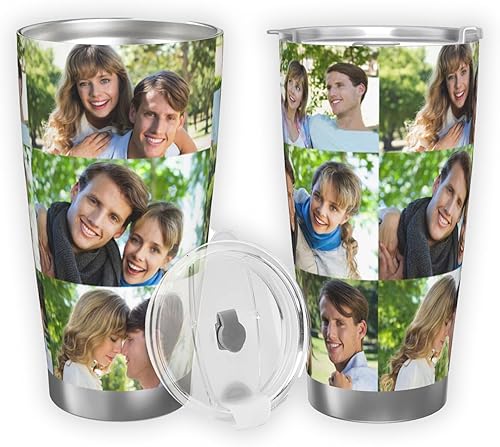 Taza de café personalizada con tapa de foto de 20 onzas, regalos personalizados para el día de San Valentín, Día de la Madre, cumpleaños para