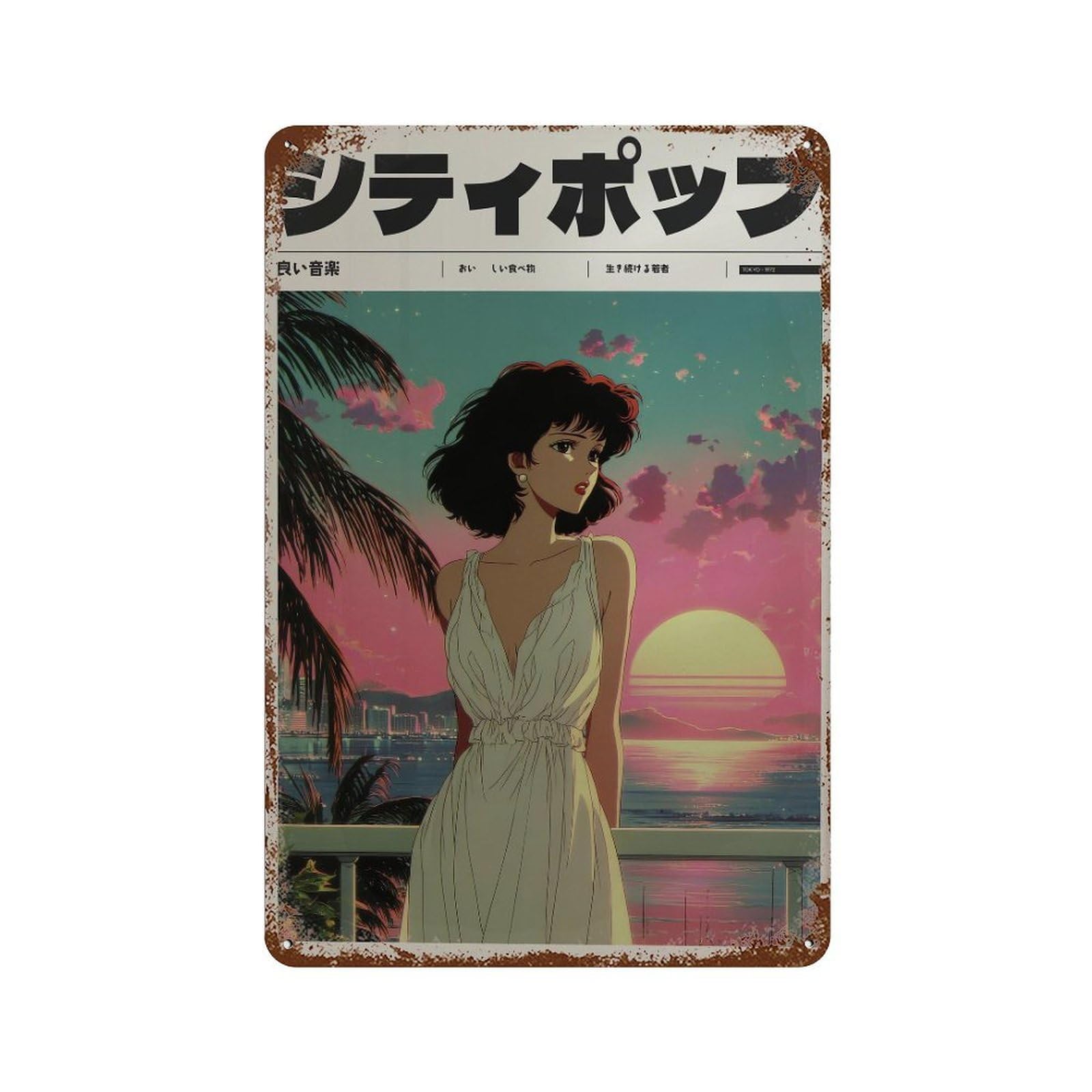 xiaoxiaoshen Woman At Sunset. Y2k Indie Wall Decor Art Metal Tin Poster Modern Home Decor Art Home Bar Shop Decorations Vintage Sign 30x20cm