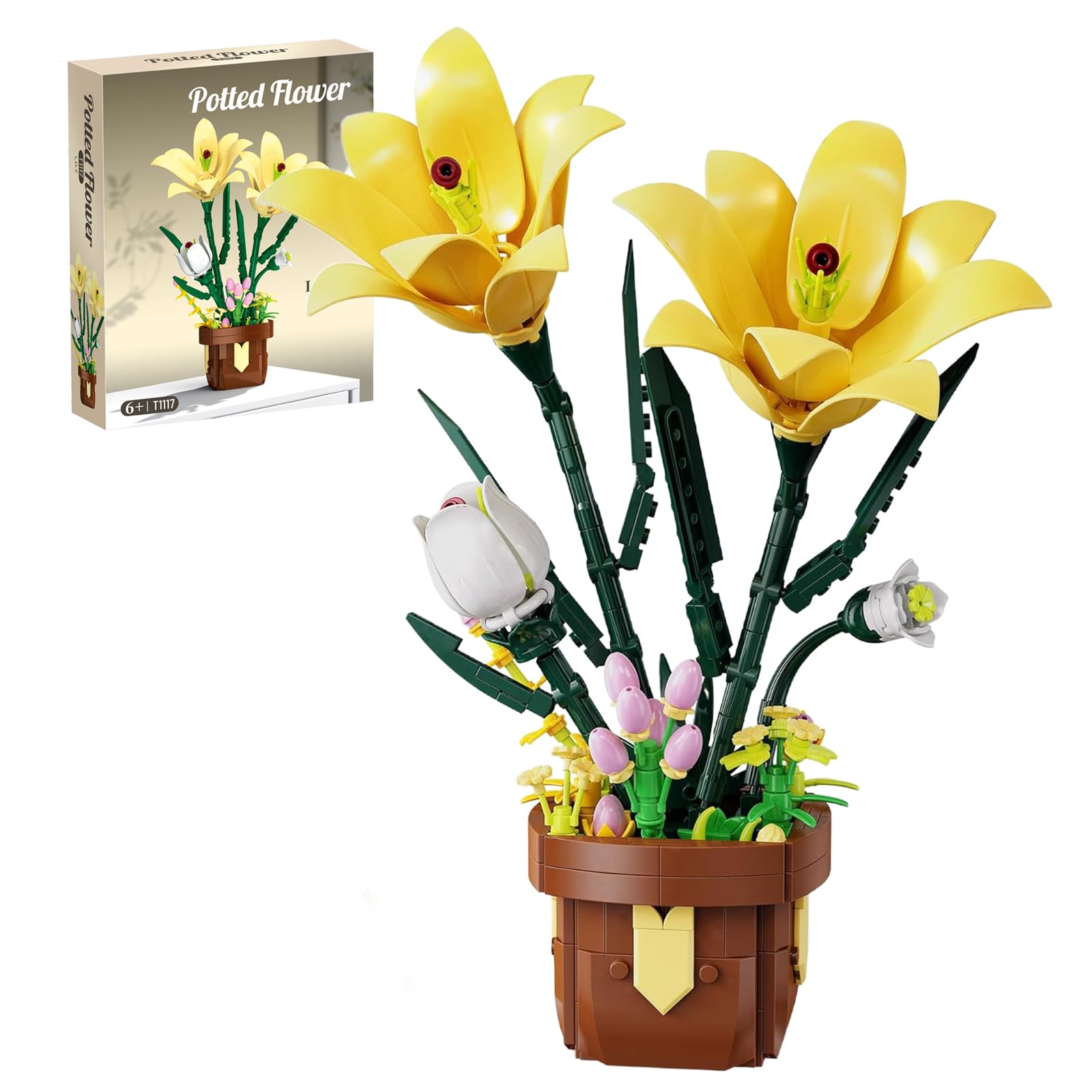 PHOEWON Botanical Lily Flower Building Kit, 326 PCS,Ages 6+