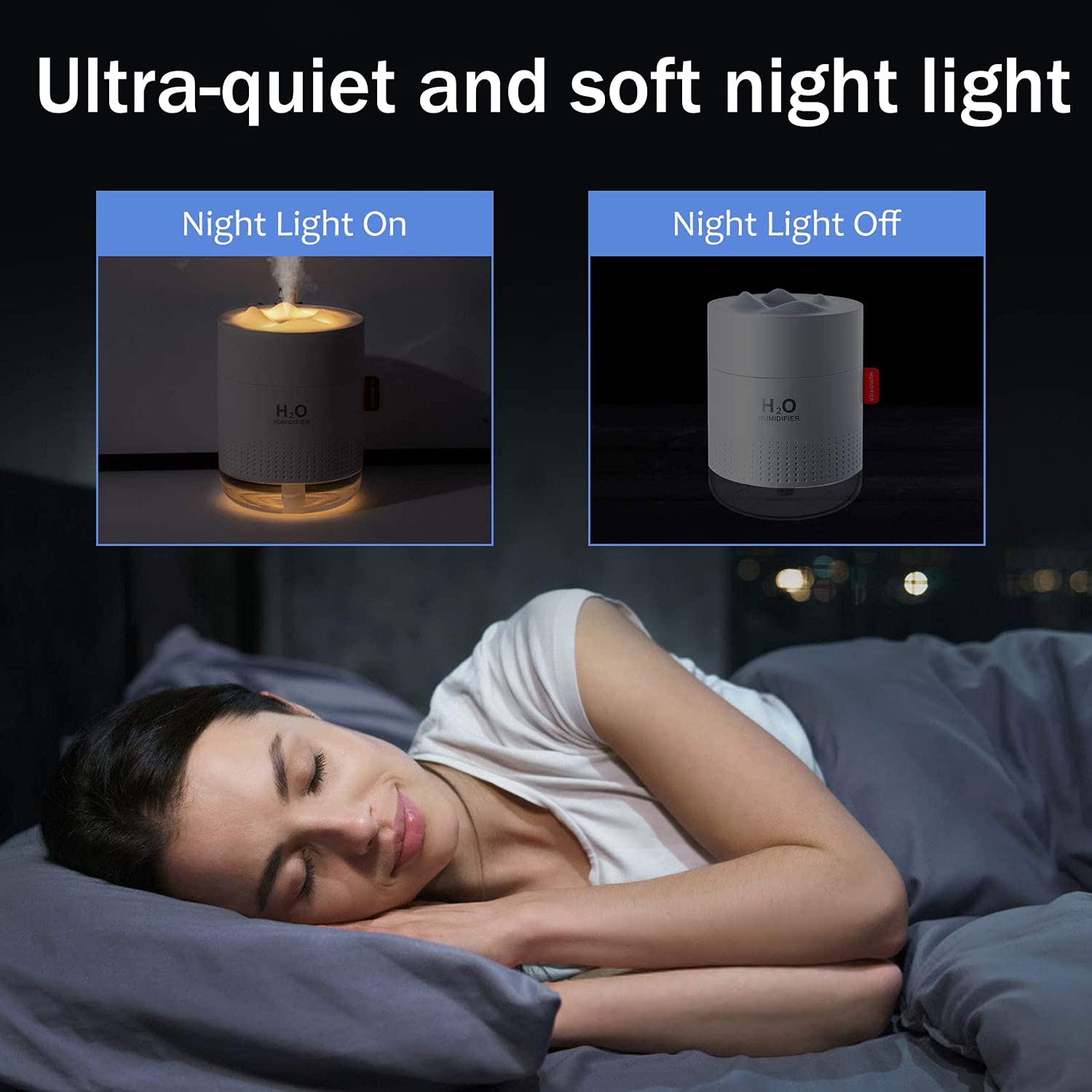 500ml Cool Mist NawilżAcz Powietrza Cichy UltradźWięKowy NawilżAcz USB z Lampką Nocną, Bezwodnym Automatycznym WyłąCzaniem, do Domu, Jodze, Biurze(Color:niebieski)