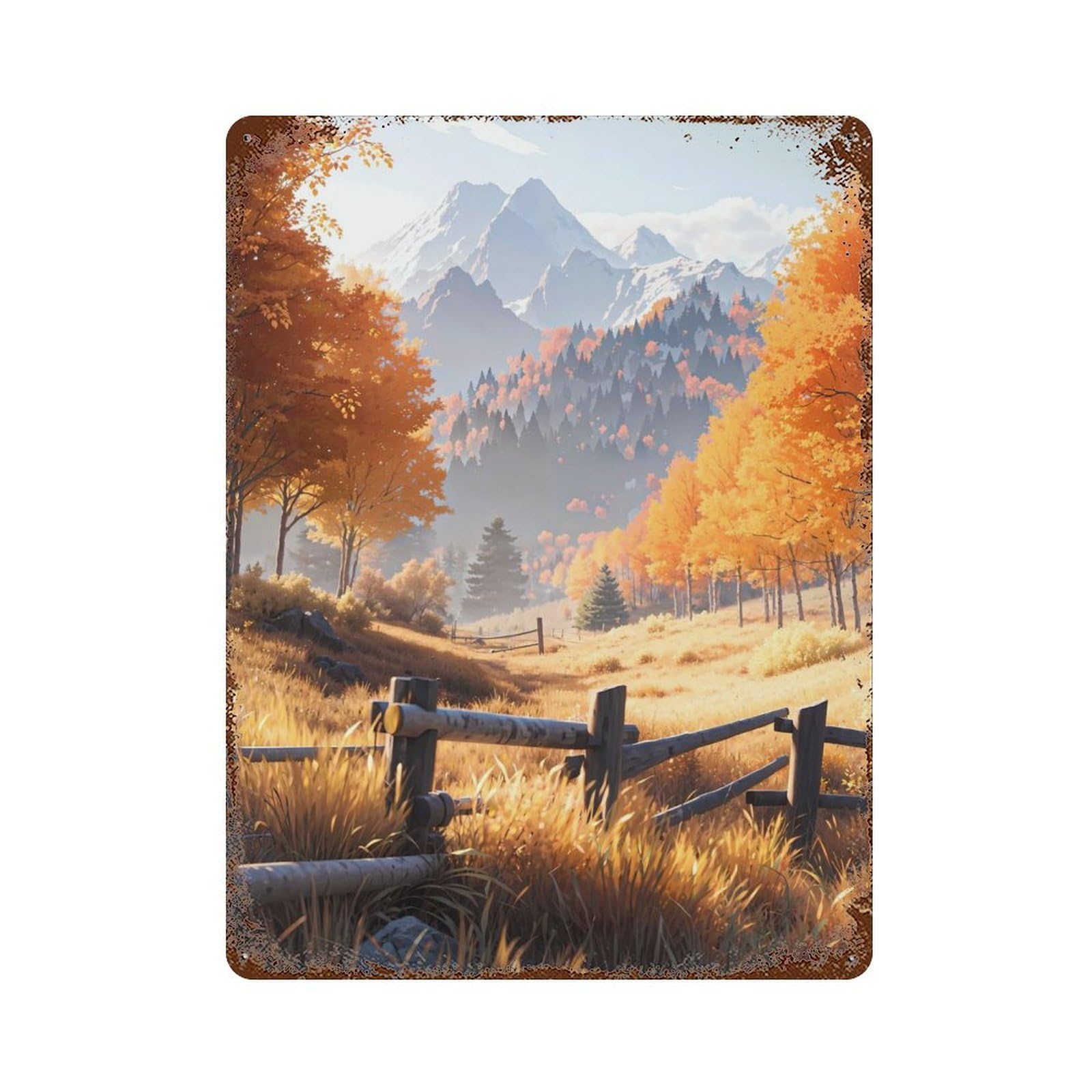 Orange Valley Rusty Metal Tin Sign 15.7"x11.8", Ideal for Farmhouse, Kitchen And Entryway Decor