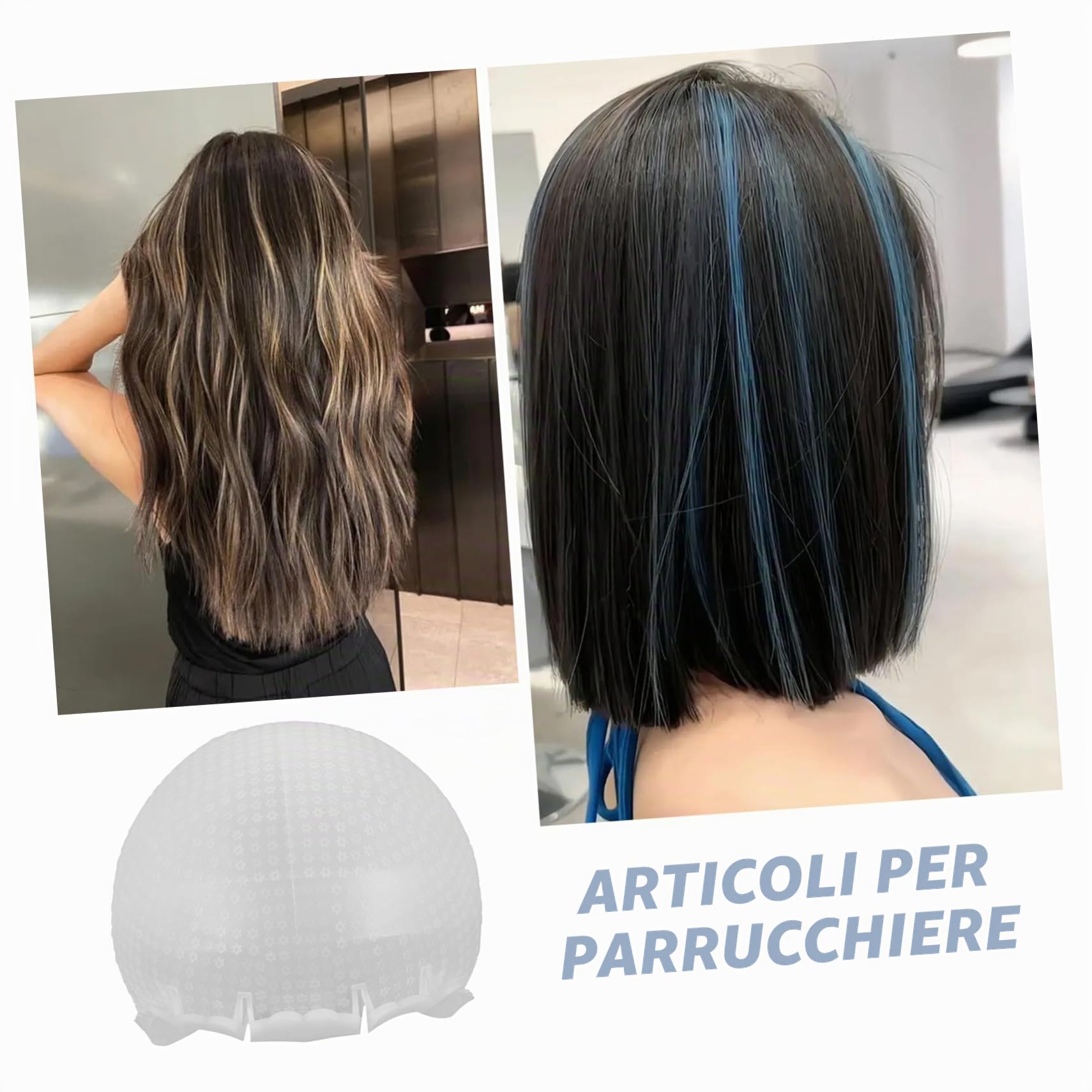 WOONEKY Cappuccio per Colorazione Silicone Riutilizzabile con Preforati per Facile Applicazione Della Tintura Colpi di Sole