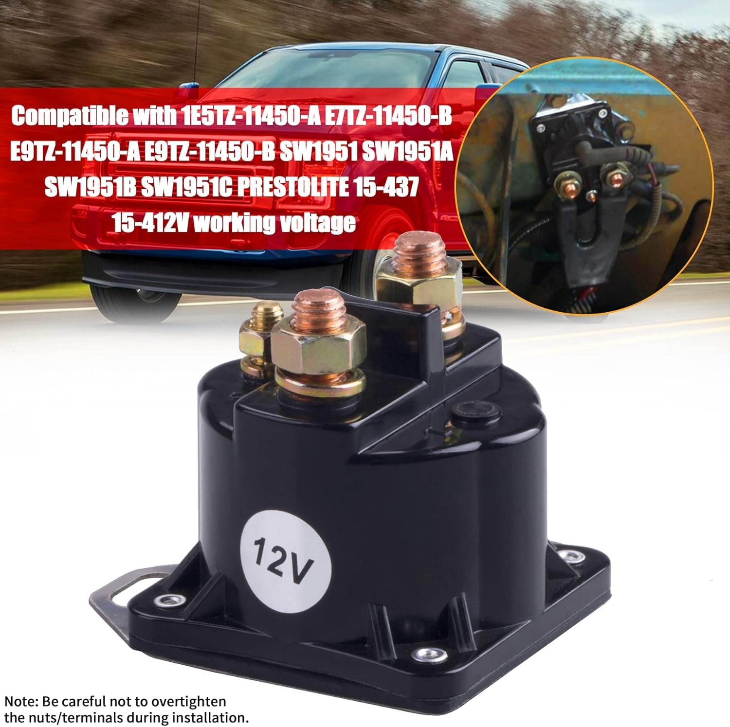 Starter Solenoid Relay Switch 12V, Replacement Compatible With Ford F150 F250 F350 F450 F550 E150 E250 E350 Escort Mustang Bronco Ranger, Replace SW1951 SW1951A SW1951B SS598T SW1951C SW1507 SW1507ADP