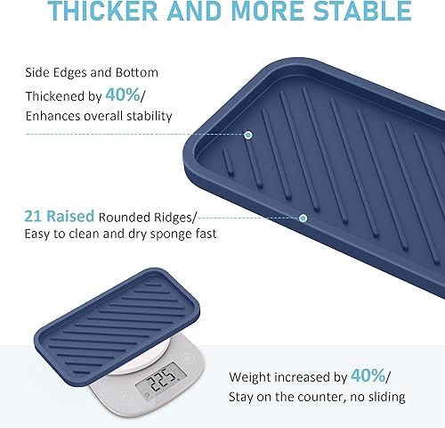 Miniatura 10 de Soporte de esponja de silicona para fregadero de cocina, 2 piezas más gruesas, bandeja para fregadero de cocina