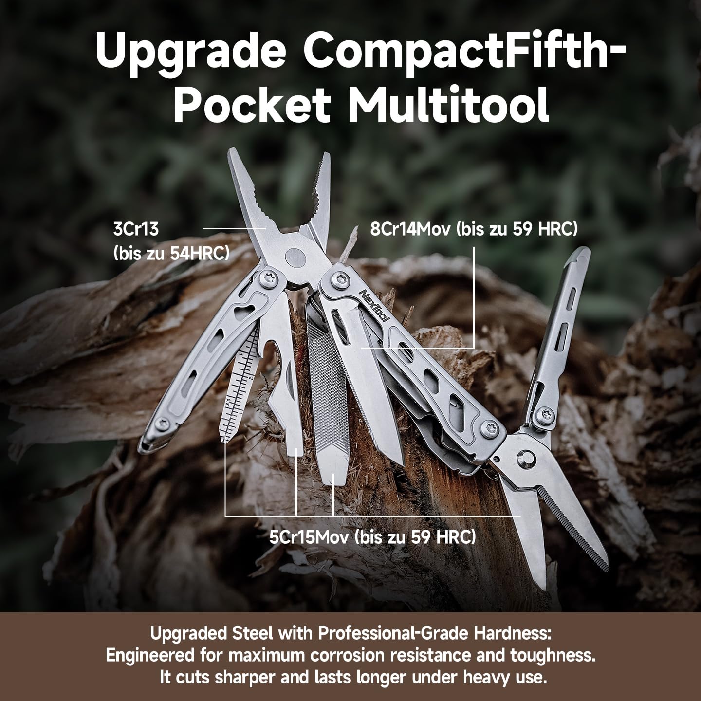 NexTool Multitool, F12 Mini Flagship 13 en 1 Multitool Tool für Schlüsselanhänger mit Zackenschere,Feile,Sicherheitsverriegelung,Upgrade 80CrMoV14 Stahl für ED,Outdoor & DIY,Geschenk für Männer