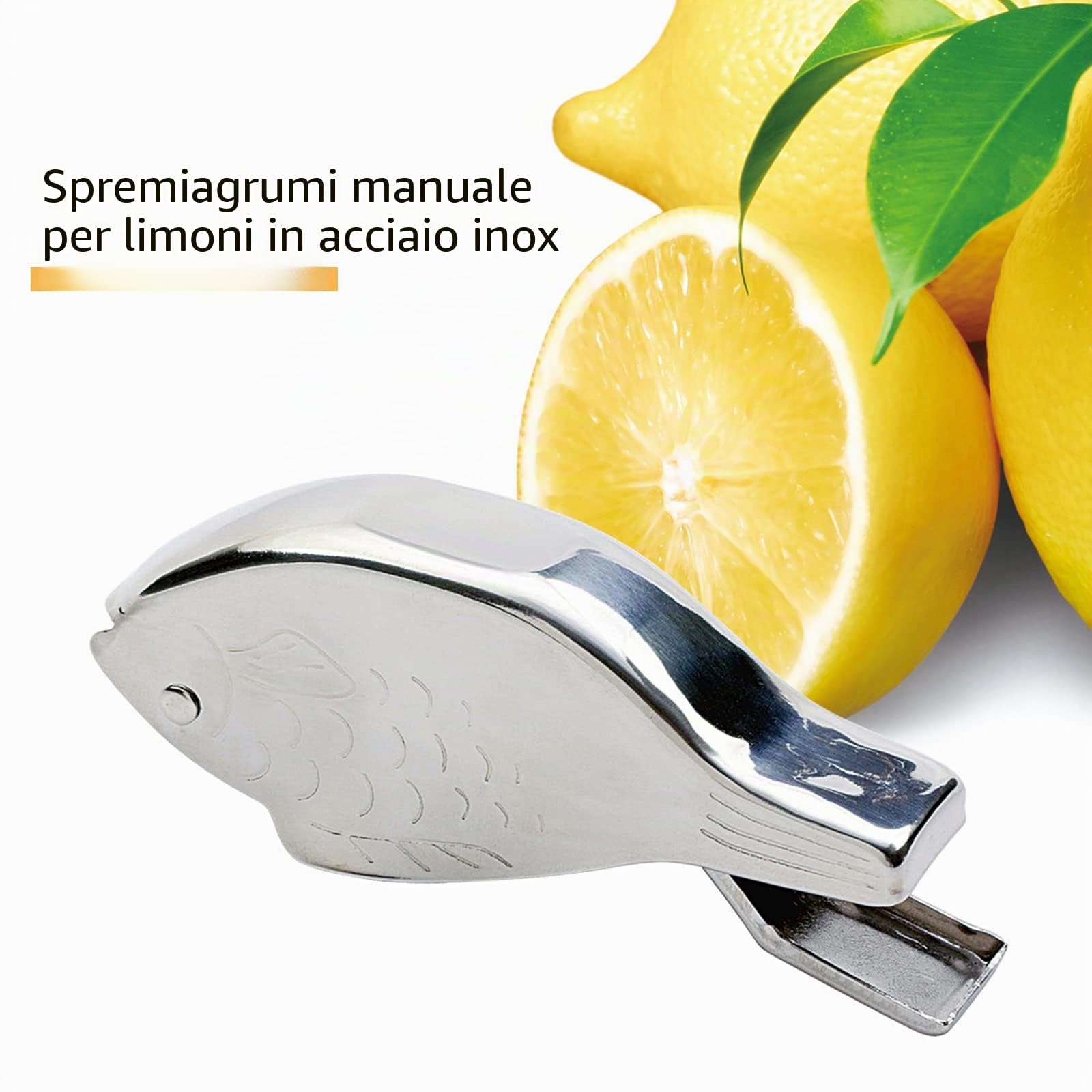 BestAlice 4 spremiagrumi manuale, spremiagrumi per limone per spremere limoni, spremiagrumi in acciaio inossidabile, portatile per bar di casa, pesce