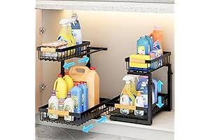 Under Sink Organizer, 2 Pack 2 Tier Under Sink Organizers and Storage,...