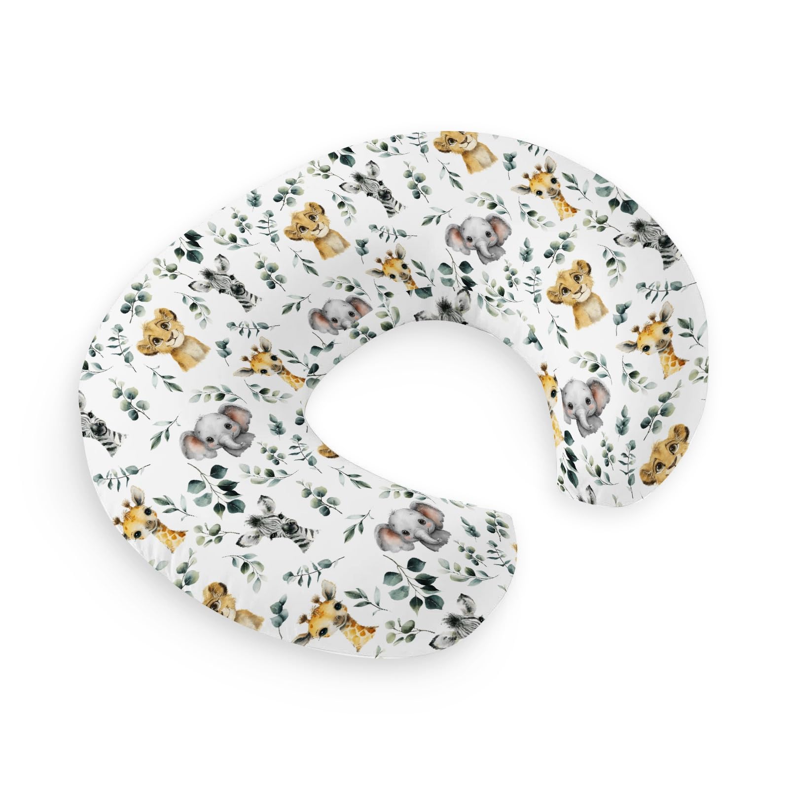 HawSkgFub Funda de almohada de lactancia para bebés niños, diseño de safari africano, hoja de eucalipto, elefante de la selva, jirafa, cebra, león, lactancia, funda de almohada para recién nacidos,