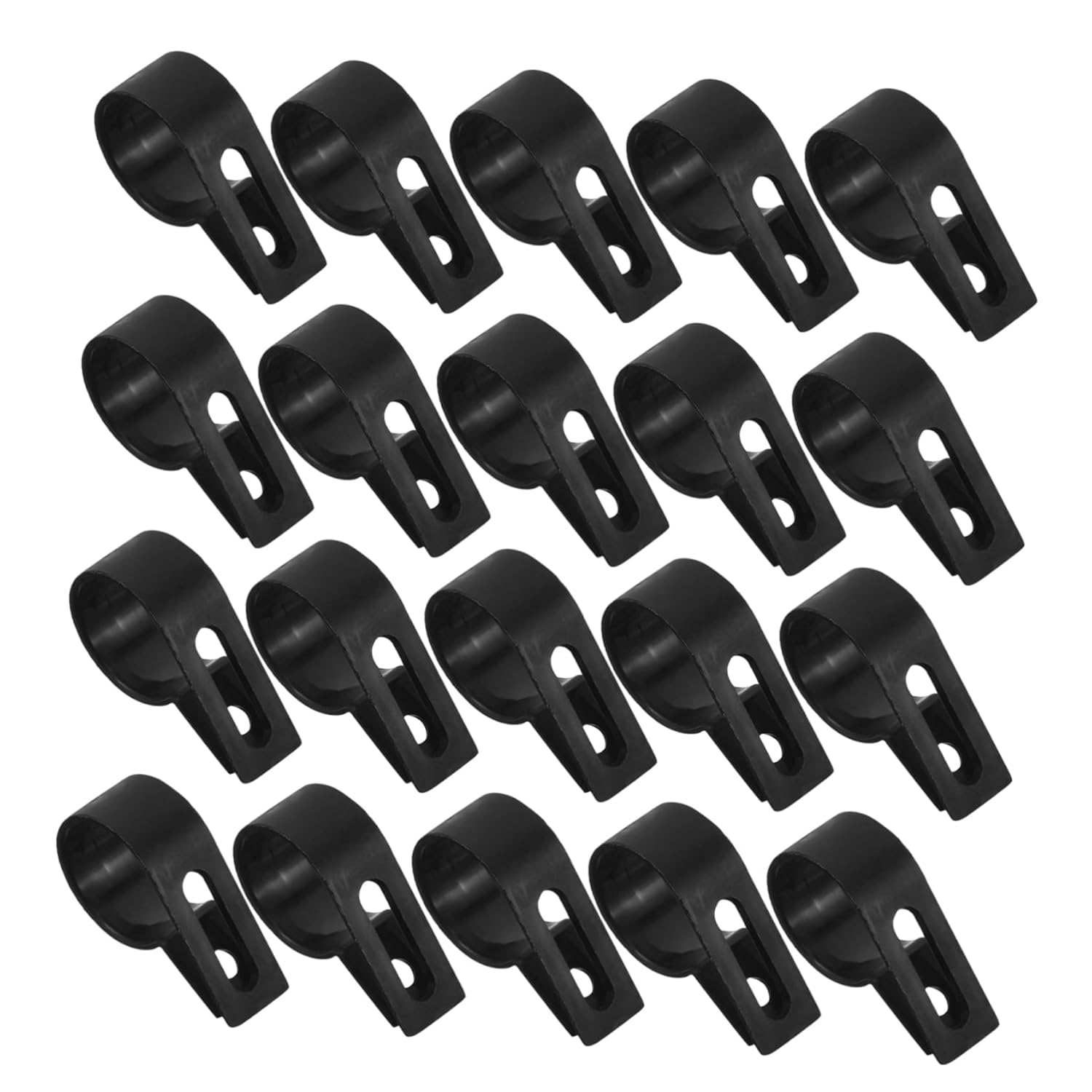 Angoily 500pcs R- Plastic Cable Clamps 3/4 Inch Wire Organizer Black Mounting Fasteners Kit for Home Office Cable Tubes Cords Management