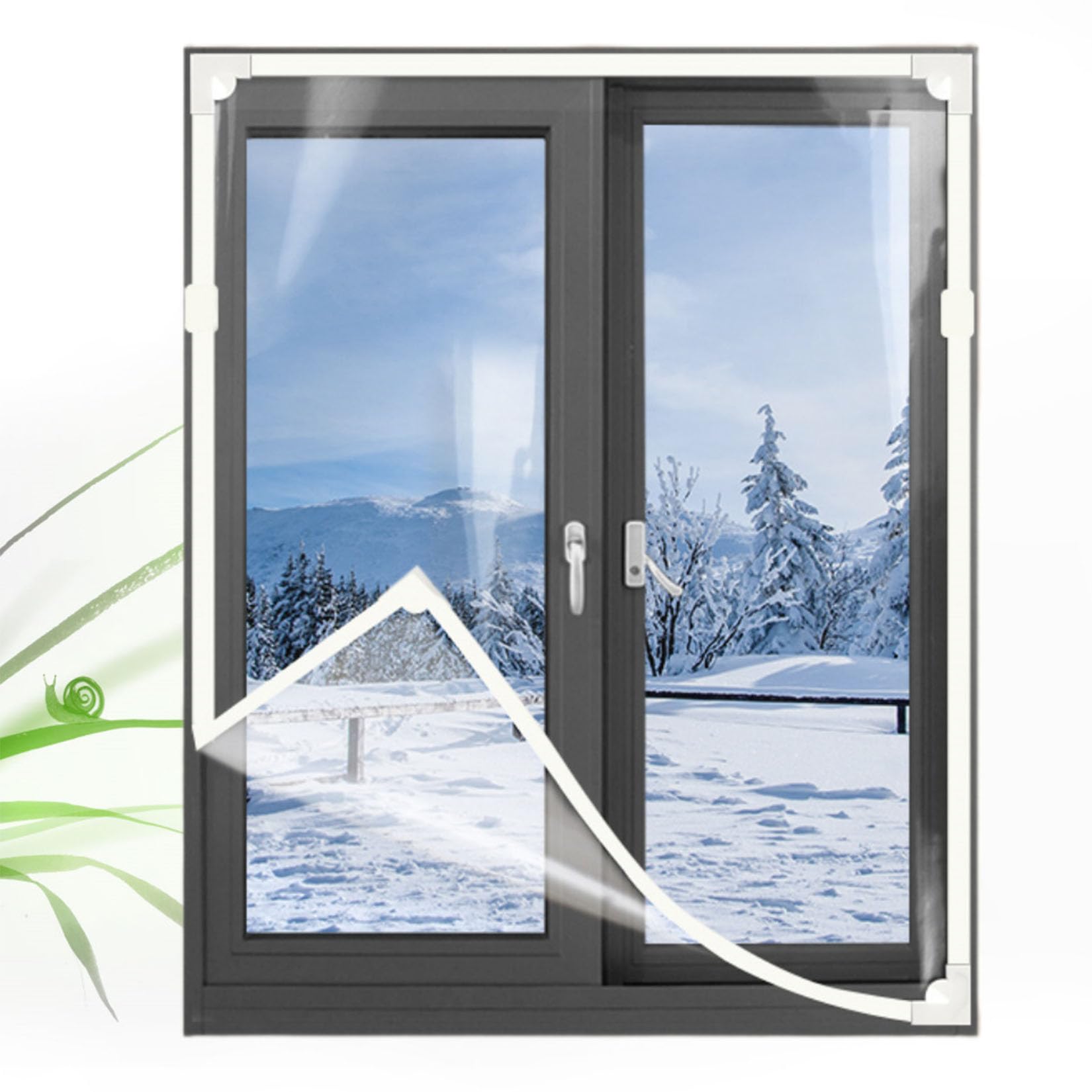 Magnetic Window Insulation Kit - Heavy Duty Window Insulation Film with Full Frame Magnetic Strip Transparent Window Coverings, Draught Excluder Waterproof Dust Proof
