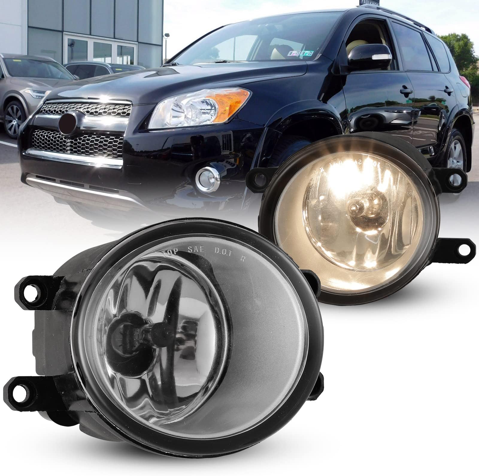 Fog Light for TOYOTA 09-16 Corolla / 08-10 Highlander / 09-12 Venza / 07-12 Yaris/Lexus 2010 RX350 / 08-11 LX570 with Bulbs H11 12V55W- 1 Pair (Clear Lens)