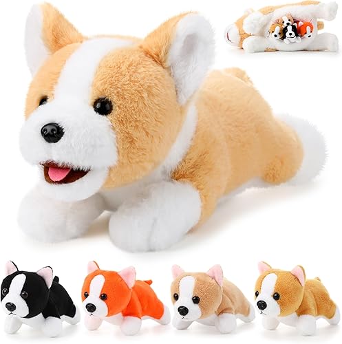 Miniatura 11 de Skylety 5 piezas de animales de peluche para perro con bebés en el interior, 1 mamá grande con 4 mini juguetes suaves para San Valentín, fiesta de