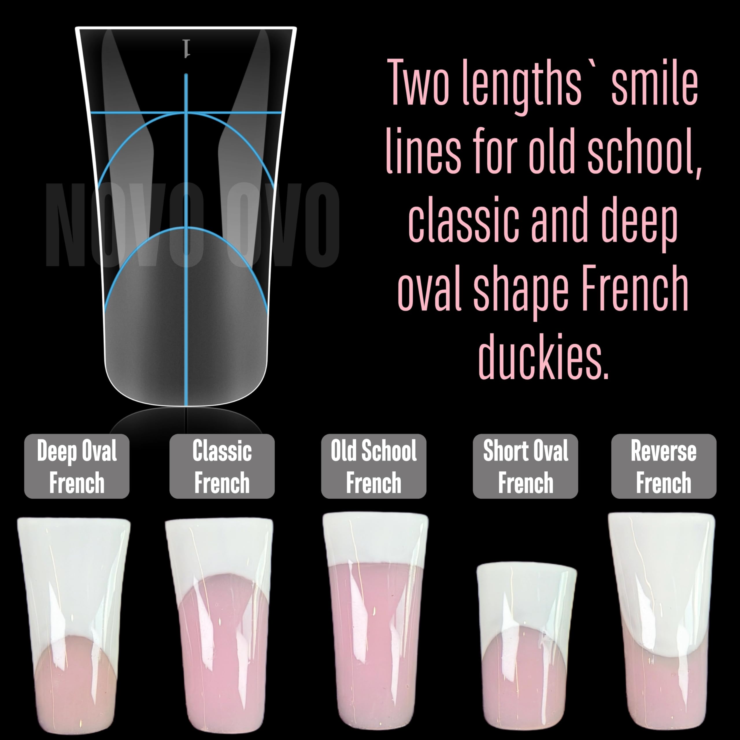 NOVO OVO Duck Nail Dual Forms for Poly Gel Toenail Extension Reusable Full Cover Molds for French Tip Acrylic Duckies Nail Art Design Molds for Manicure for Salon & DIY at Home 240 Pcs 12 sizes - Image 2