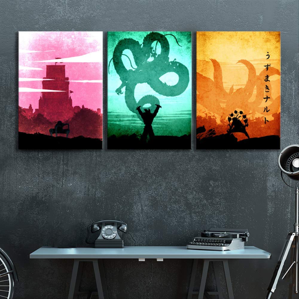 Tableau sur toile anime deco murale grand format affiche triptyque encadre