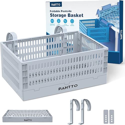 Cesta de almacenamiento junto a la piscina, 2 unidades, cesta de almacenamiento plegable sobre el suelo para juguetes de piscina, toallas, bebidas,