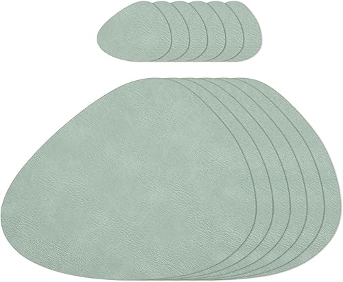 AHHFSMEI Juego de 6 manteles individuales de piel sintética para mesa de comedor, resistentes al calor, antideslizantes, lavables, impermeables,