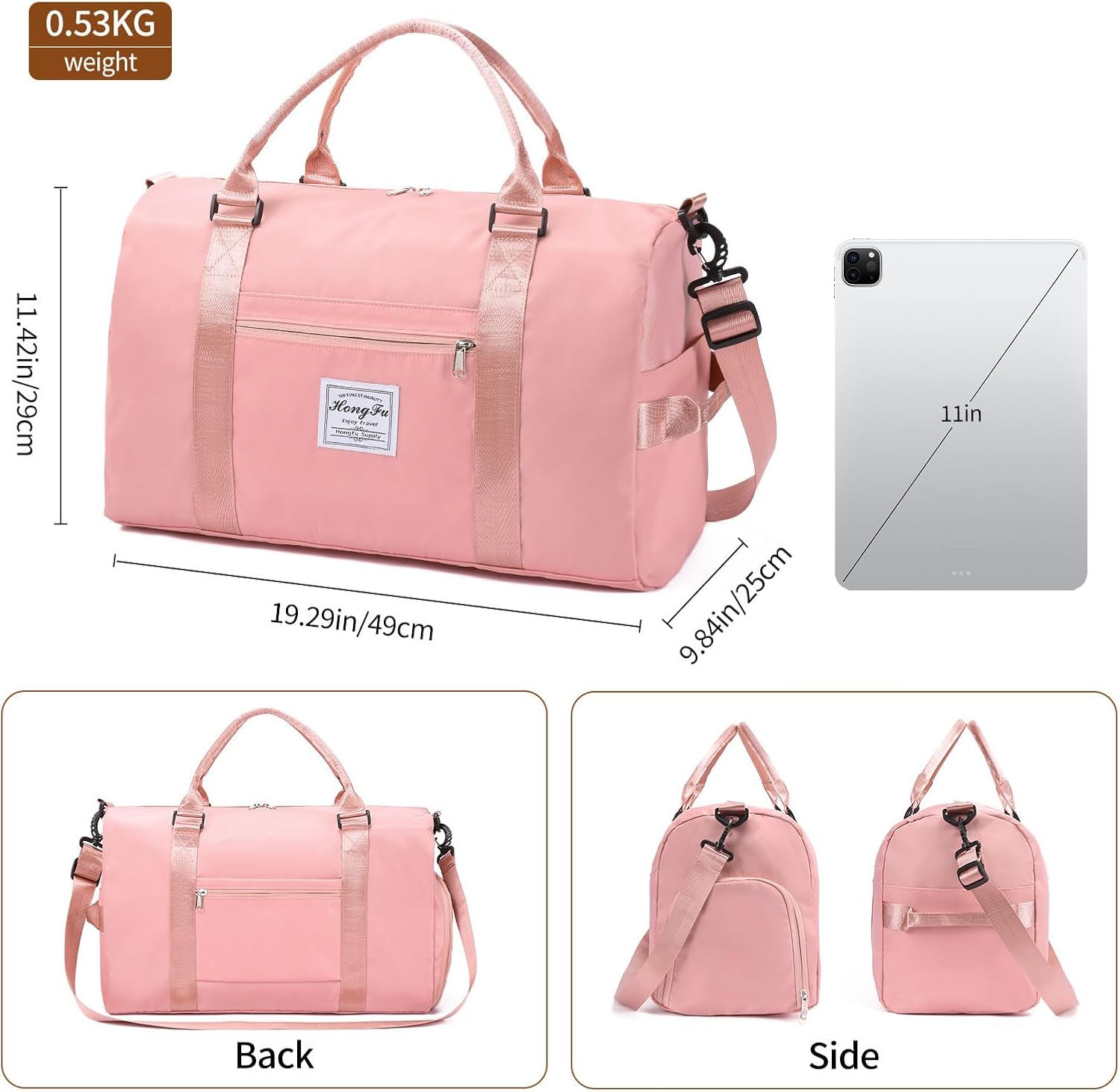 Gym Bag for Women Sports Duffle Bag with Wet Pocket and Shoe Compartment Overnight Weekender Carry on Bag Travel Sport - Image 3