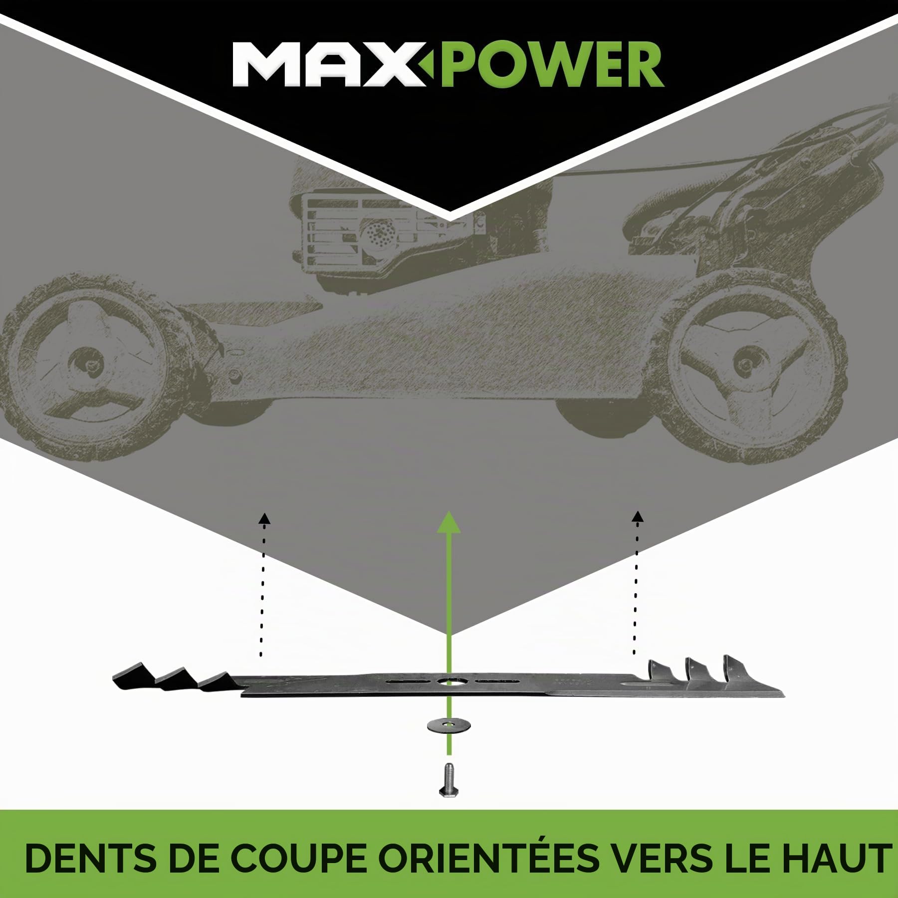 Maxpower 561713XB Lot de 2 Lames de paillage Commercial pour Poulan/Husqvarna/Craftsman, équivalent 138498, 138971, 138971x431, 532138971, PP24005 Noir