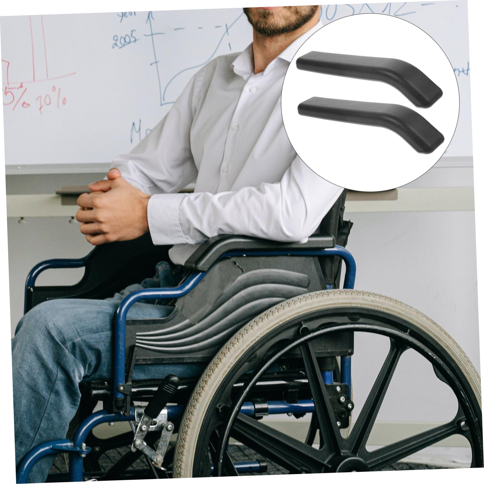 Operitacx 4 Paia CAM POSSO ARM guidare parti della Accessori Gel braccioli bracciolo Parti di sostituzione della forniture per sedie a rotelle plastica Black