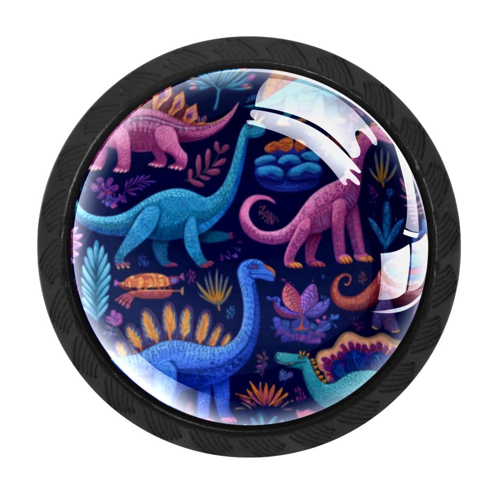 Chenzzzz Multicolored 12 4 Pack Colorful Hand Drawn Dinosaur Pattern (1) Drawer Knob Cabinet Hardware