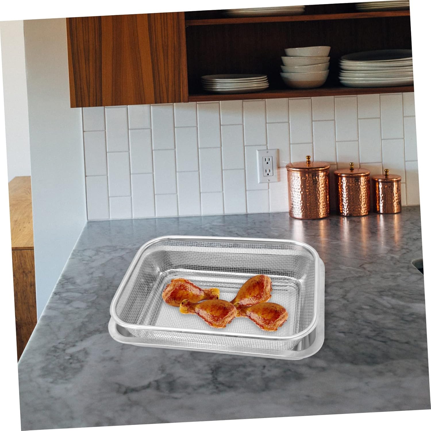 2sets Stainless Steel Baking Removable Cooling Rack for Efficient Oil Drain and Food Preparation for Baking and Cooling Bread Fries and Chicken Random Style