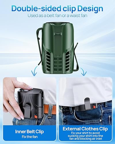 Miniatura 6 de Ventilador de cintura personal portátil 2025 y ventilador de cuello, motor sin escobillas de 14000 RPM, recarga de 40 horas de funcionamiento,