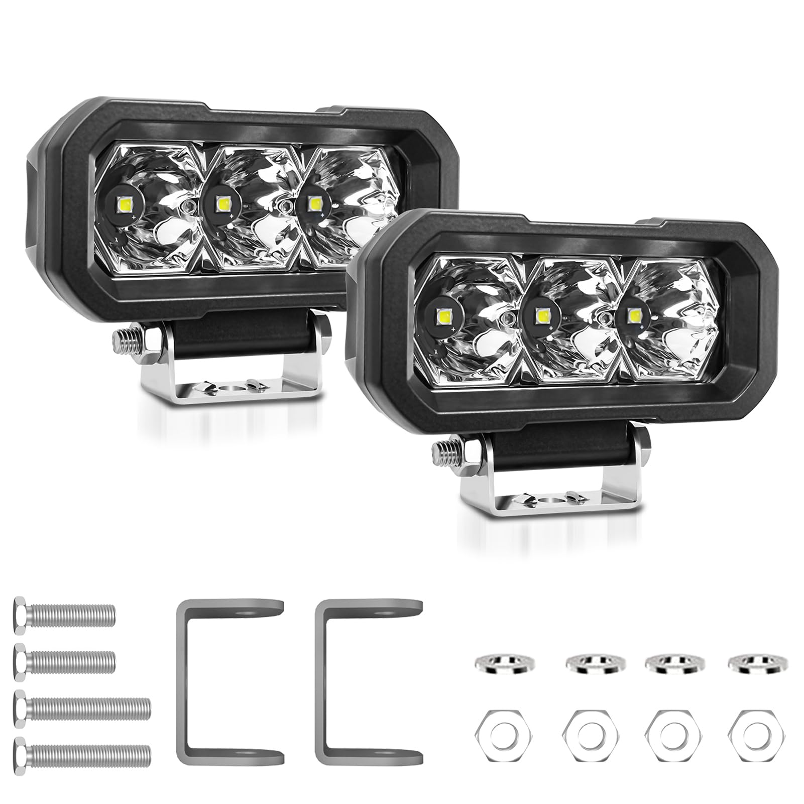 Shkalacar 2 Pezzi Faro da Lavoro LED, 5 Pollici 240W 36000LM LED IP68 Impermeabile fendinebbia Fuoristrada per Auto, Camion, motociclette, SUV, Illuminazione da Giardino, Illuminazione da Cortile
