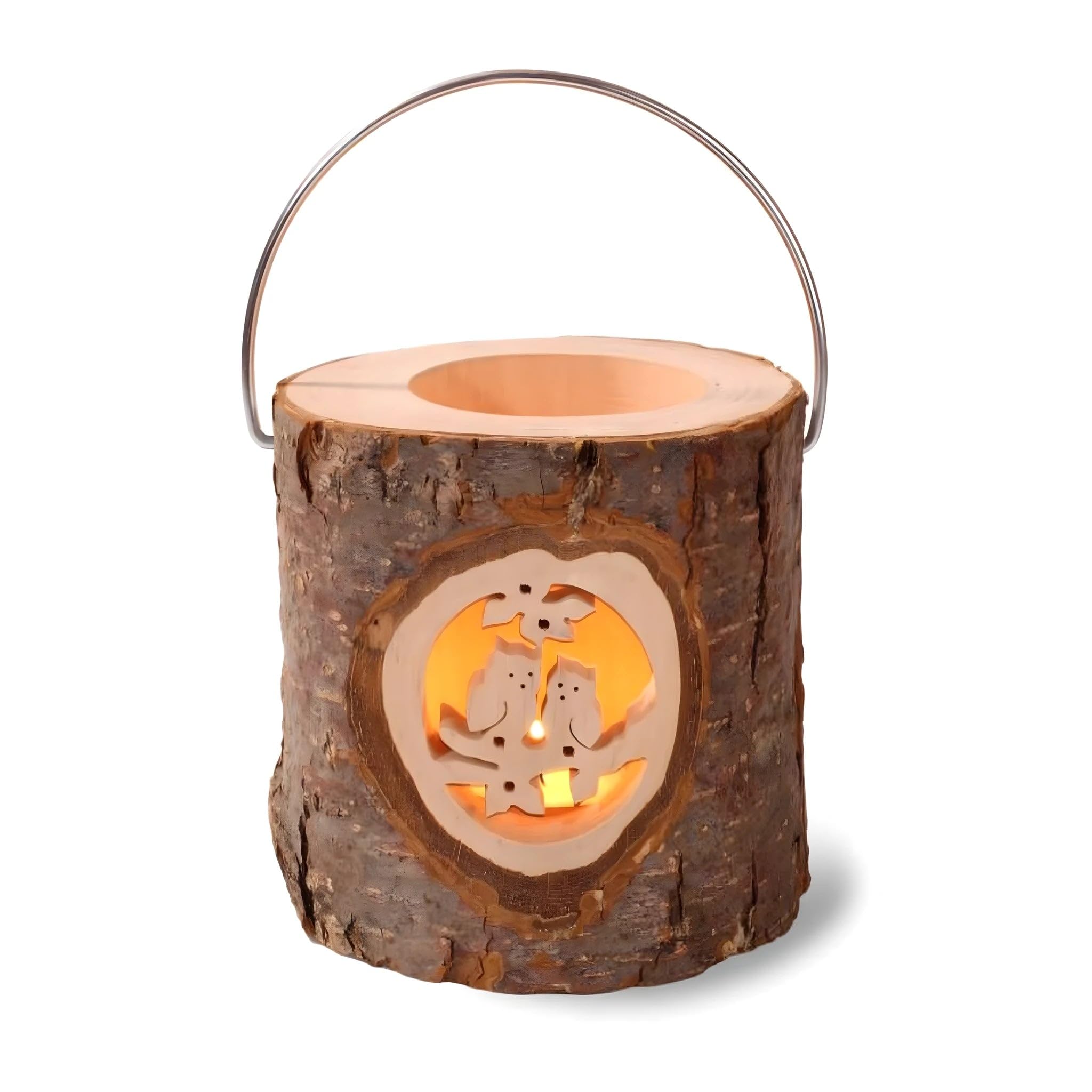 Lanterne en bois avec motif sculpté 10 cm figurine crèche Noël