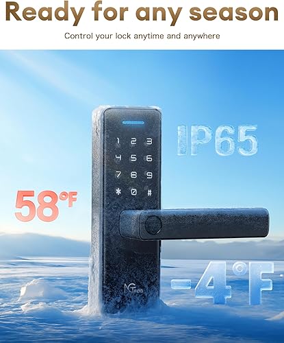 Miniatura 7 de NGTeco Cerradura de puerta con teclado con asa, perilla de puerta de huellas dactilares, cerradura inteligente para puerta delantera, huella digital