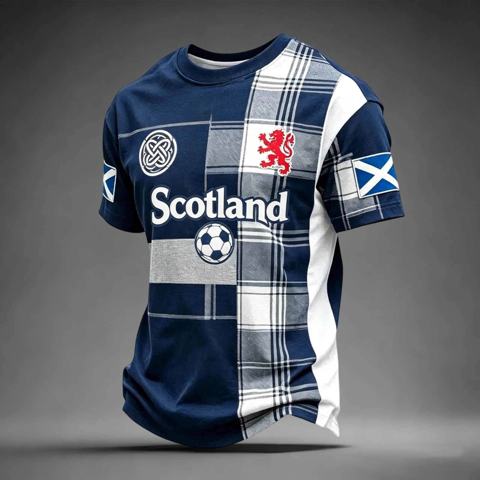 Camisetas De Futbol,Camiseta De Aficionado De Escocia (Reino Unido) para Entusiastas del FúTbol con Estilo Casual con GráFicos GeoméTricos Y Ajuste CóModo