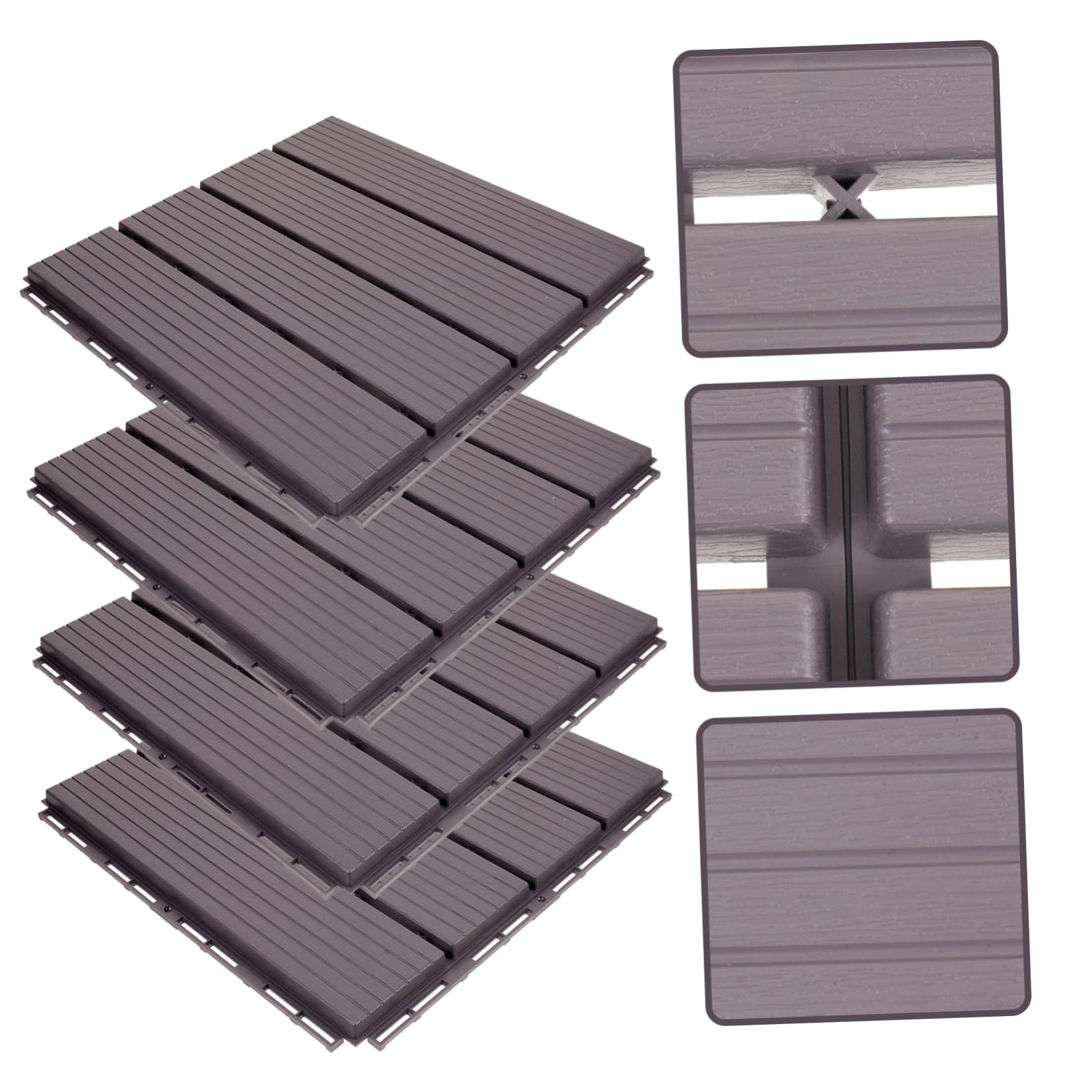 Housoutil Azulejos para Pisos de Exterior 4 Piezas Baldosas Entrelazadas para Terraza de Patio Decoración del Hogar de Plástico