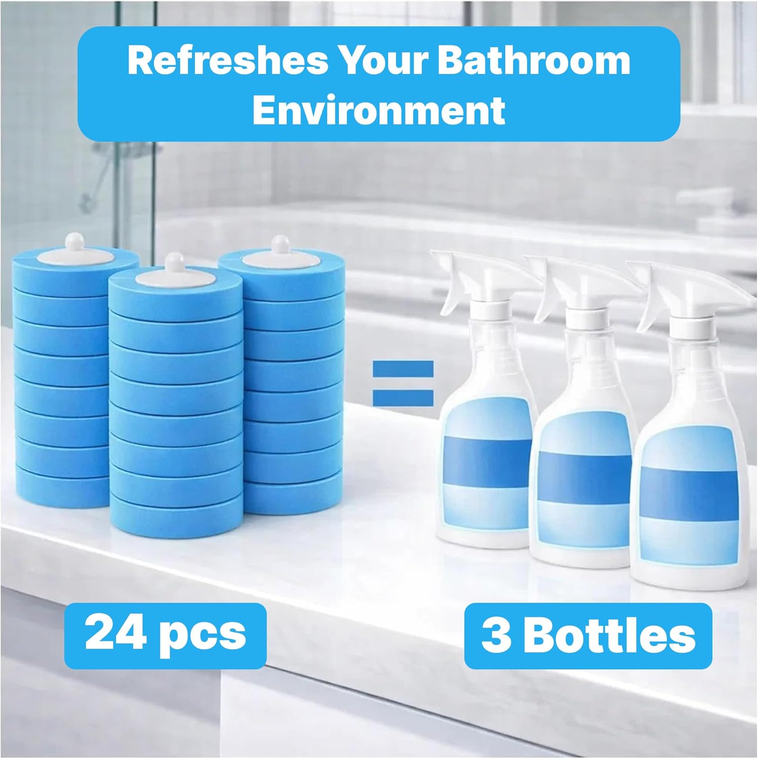 CiLoN 24 Count Disposable Toilet Brush Refill Pads, 5-Layer Cleaner Sponge Head Pre-Loaded Rich Foam Replacement. Disposal Scrubbing Head Refills for Disposable Toilet Bowl Wands. 24pcs - Value Pack thumbnail