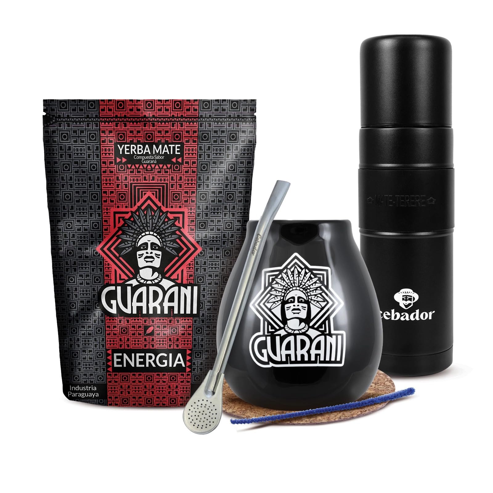 Set complet de Yerba Maté - Guarani Énergie 500g avec Yerbomos XL et accessoires